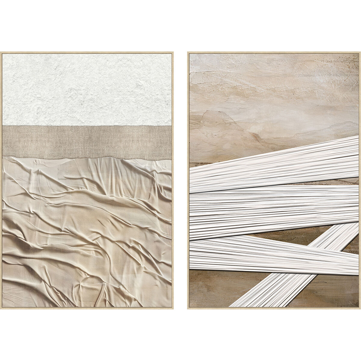 Lienzo Home ESPRIT Blanco Beige Moderno Urbano (2 Unidades) 1 S3062389_0