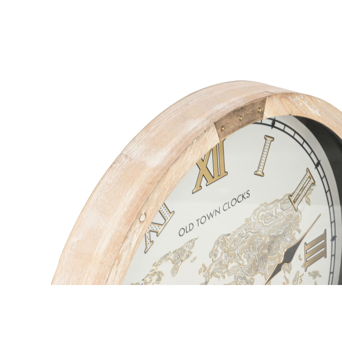 Reloj de Pared Home ESPRIT Blanco Natural Cristal Abeto Vintage 63,5 X 8 X 63,5 CM 2 S3062400_1