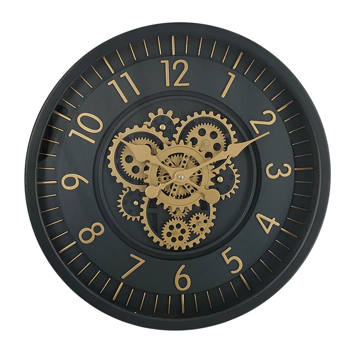 Reloj de Pared Home ESPRIT Dorado Azul marino Cristal Hierro Urbano 46 x 8,5 x 46 cm 1 S3062483_0