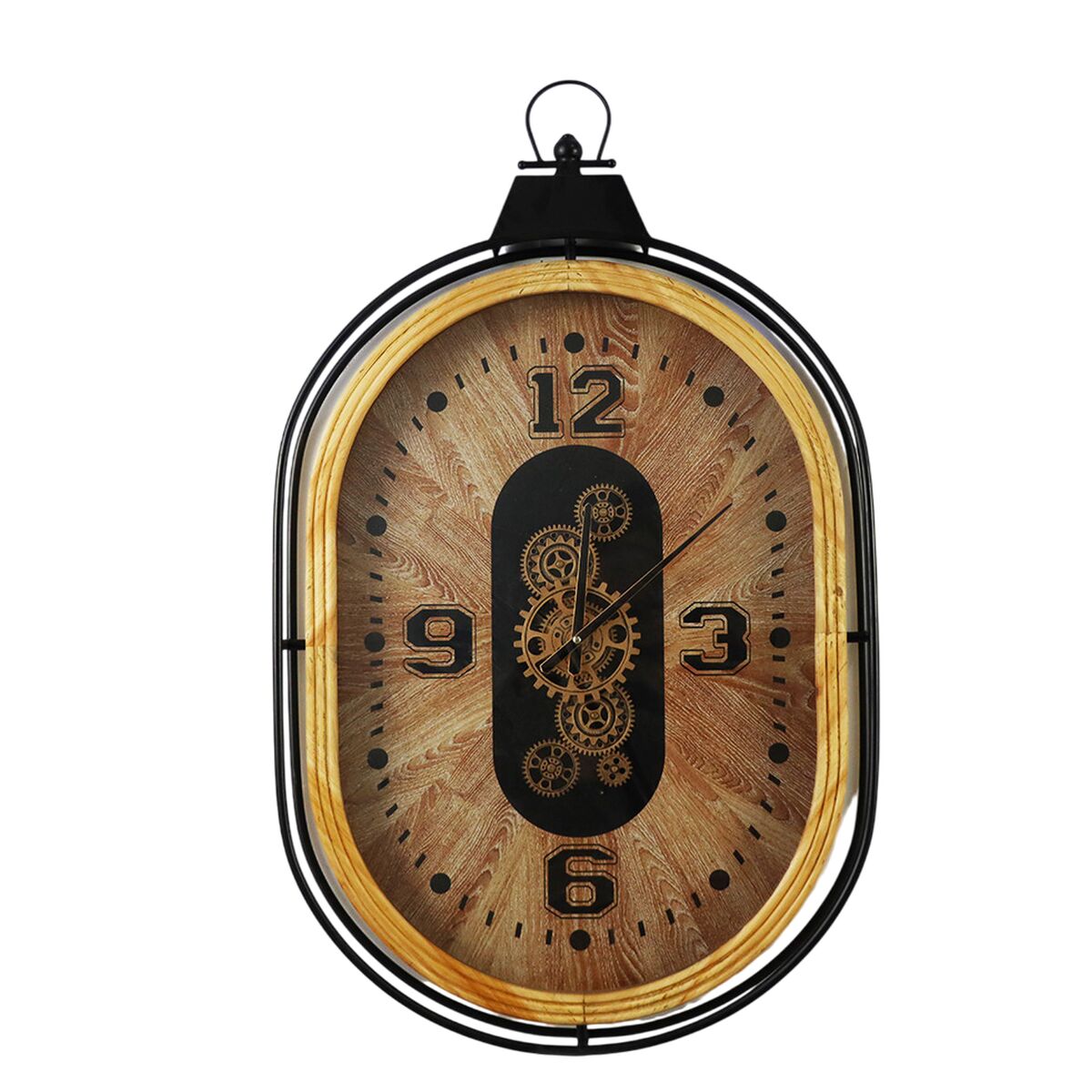 Reloj de Pared Home ESPRIT Negro Natural Cristal Hierro Loft 56 X 8 X 92 CM 1 S3062484_0