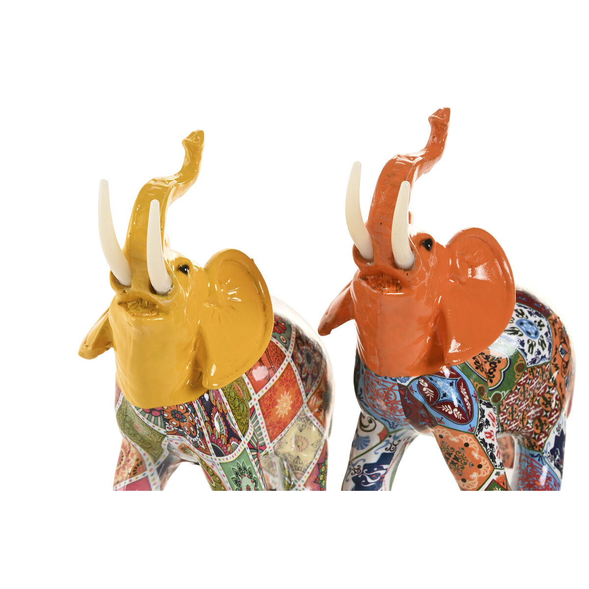 Figura Decorativa Home ESPRIT Amarillo Multicolor Naranja Elefante 16 x 7 x 17 cm (2 Unidades) 2 S3062547_1