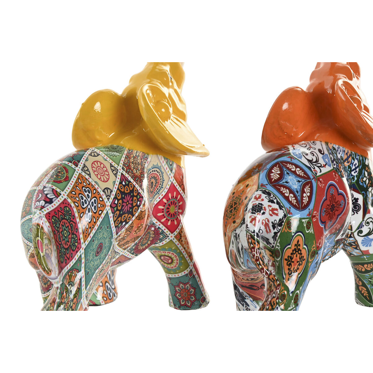 Figura Decorativa Home ESPRIT Amarillo Multicolor Naranja Elefante 16 x 7 x 17 cm (2 Unidades) 3 S3062547_2