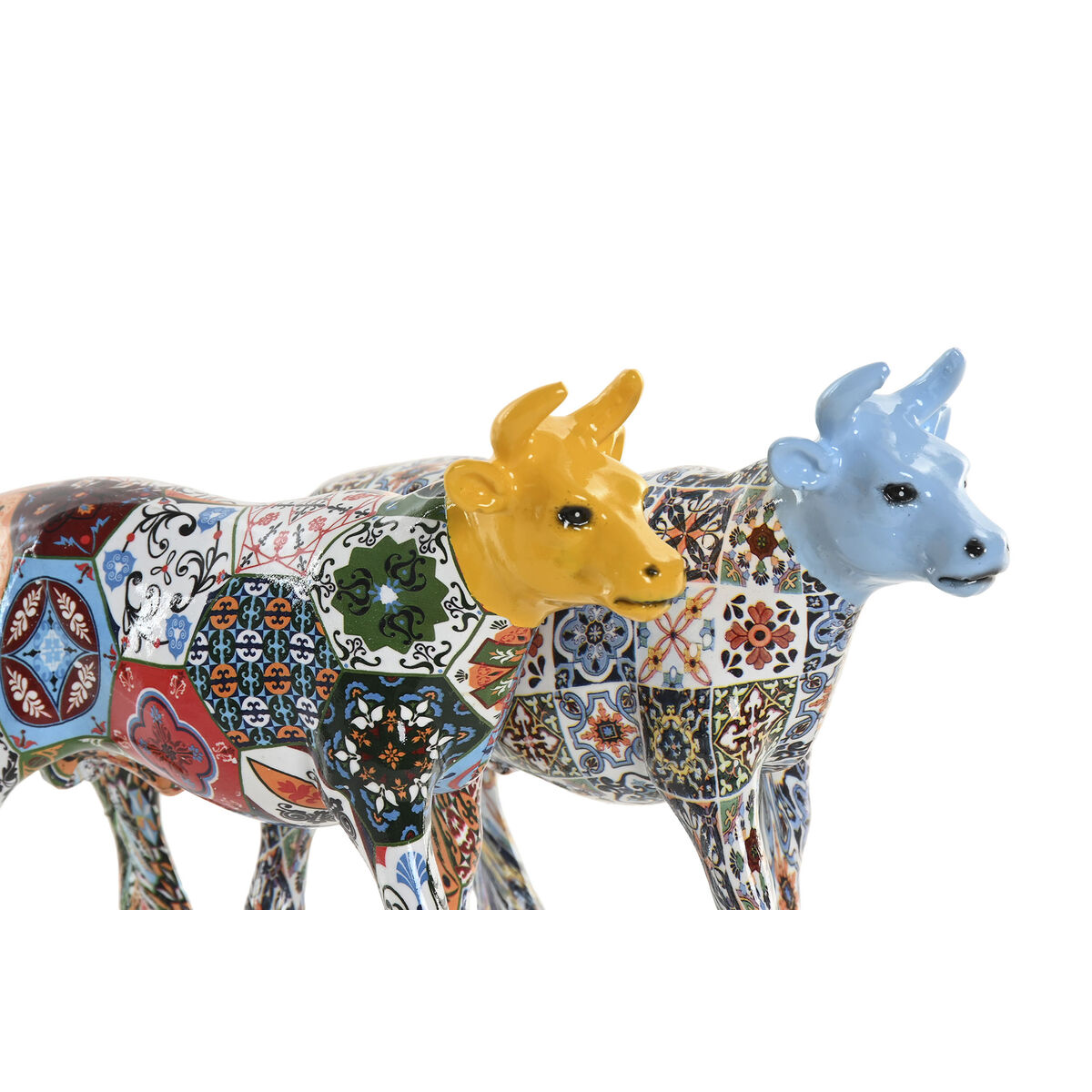 Figura Decorativa Home ESPRIT Amarillo Azul Multicolor Toro 16 x 6 x 12 cm (2 Unidades) 2 S3062548_1