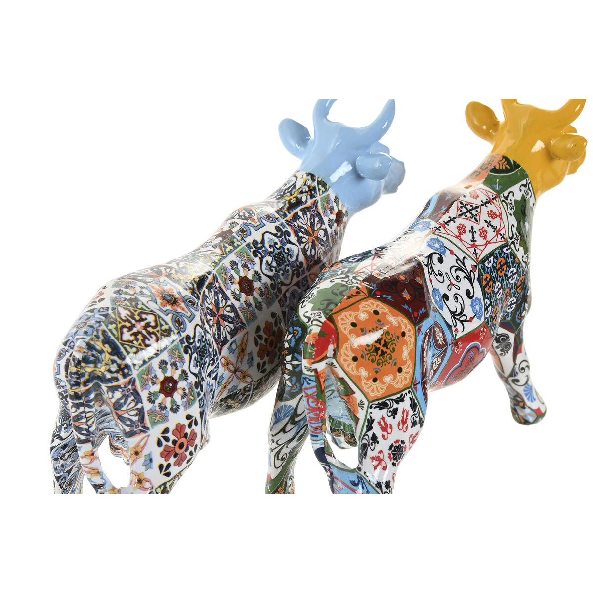 Figura Decorativa Home ESPRIT Amarillo Azul Multicolor Toro 16 x 6 x 12 cm (2 Unidades) 3 S3062548_2