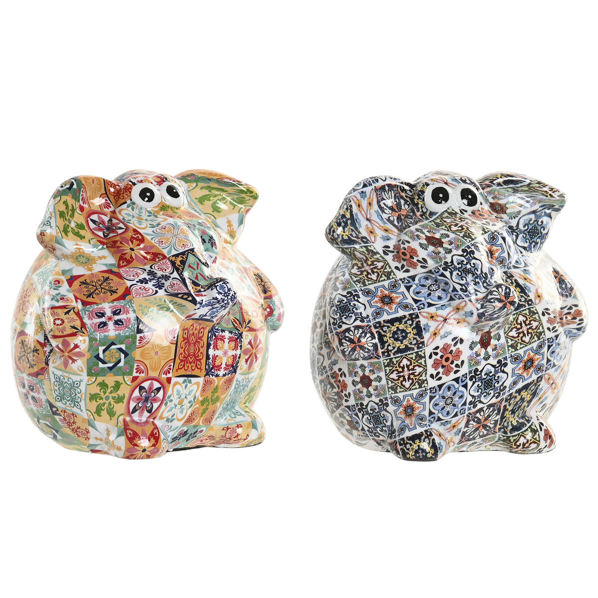 Hucha Home ESPRIT Resina Elefante 11,5 X 11 X 11 CM (2 Unidades) 1 S3062551_0