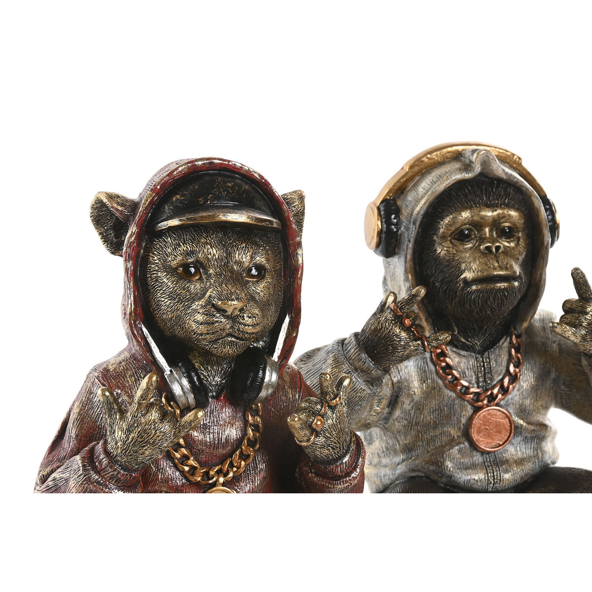 Figura Decorativa Home ESPRIT Marrón Dorado 18,5 X 16,5 X 26,5 CM (2 Unidades) 2 S3062509_1