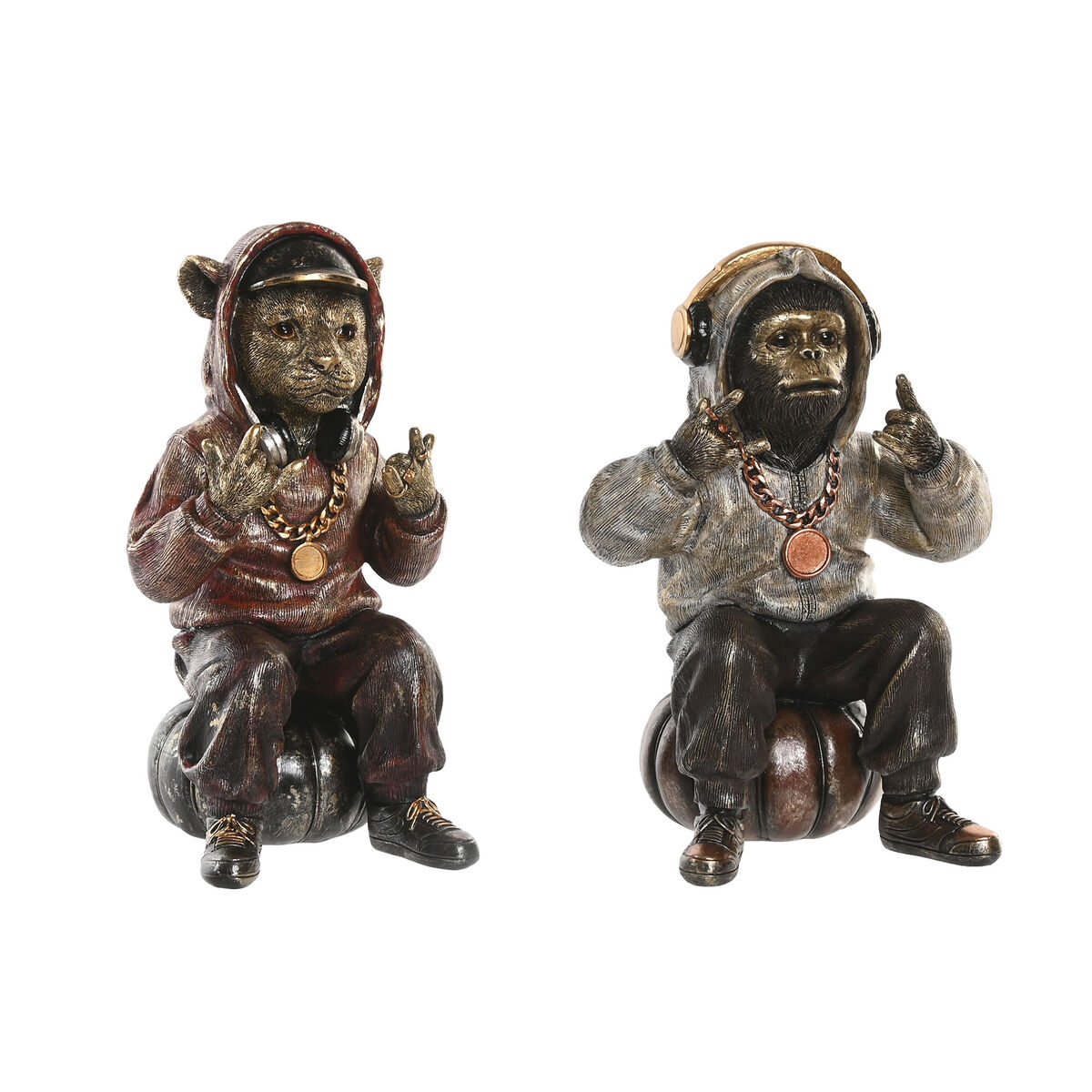 Figura Decorativa Home ESPRIT Marrón Dorado 18,5 X 16,5 X 26,5 CM (2 Unidades) 1 S3062509_0