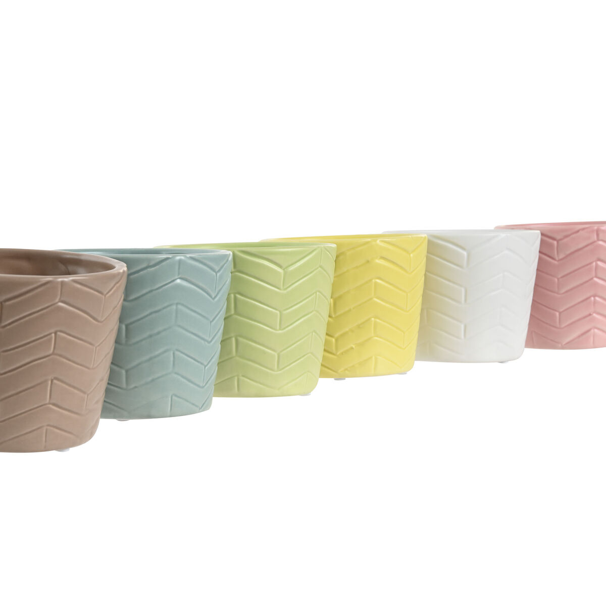 Macetero Home ESPRIT Amarillo Azul Verde Rosa Dolomita 12 x 12 x 10 cm (6 Unidades) 2 S3062414_1