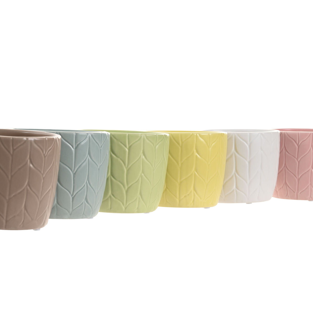 Macetero Home ESPRIT Amarillo Azul Blanco Rosa Dolomita 12 x 12 x 10 cm (6 Unidades) 2 S3062415_1