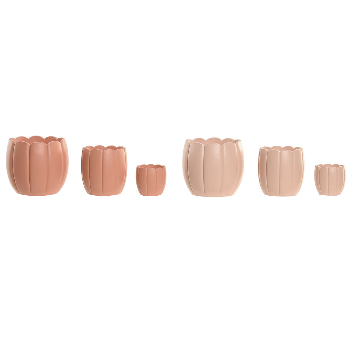 Macetero Home ESPRIT Terracota Rosa claro Cemento Shabby Chic 15 x 15 x 13 cm (3 Piezas) (2 Unidades) 1 S3062417_0