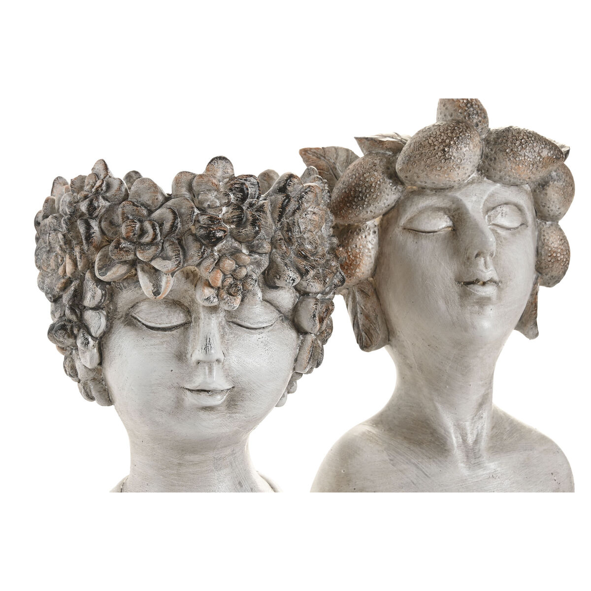 Macetero Home ESPRIT Gris Resina Cara Shabby Chic 18 x 15 x 23 cm (2 Unidades) 2 S3062419_1