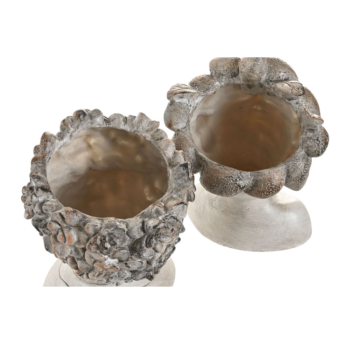 Macetero Home ESPRIT Gris Resina Cara Shabby Chic 18 x 15 x 23 cm (2 Unidades) 3 S3062419_2