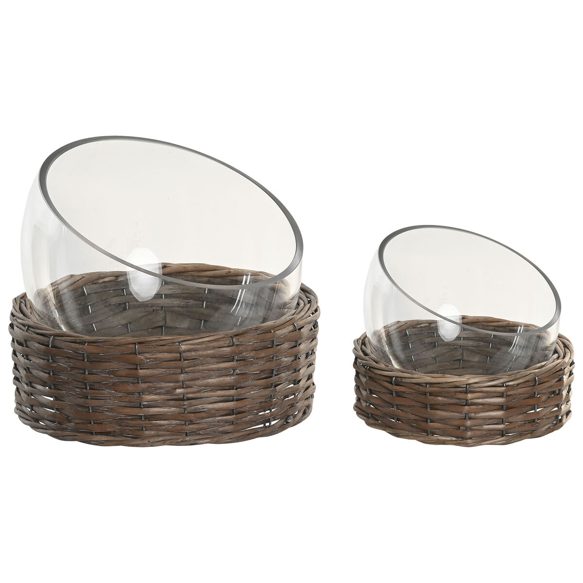 Centro de Mesa Home ESPRIT Transparente Natural Cristal 28 x 28 x 22 cm (2 Unidades) 1 S3062790_0