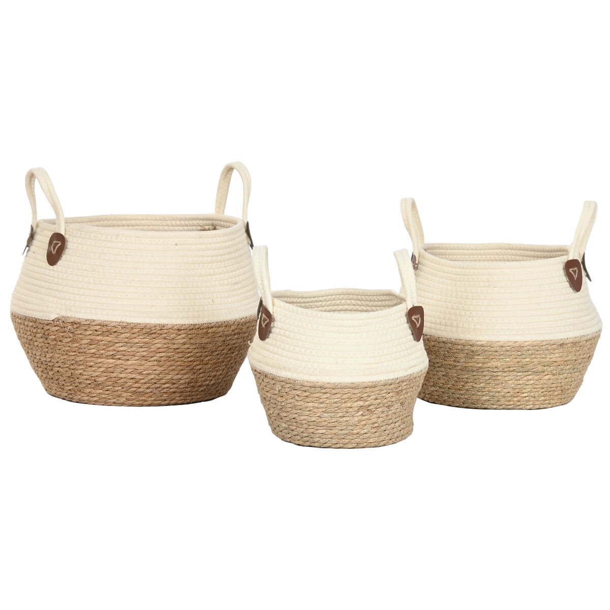 Caja Decorativa Home ESPRIT Crema Natural Fibra natural (3 Piezas) 4 S3062552_3