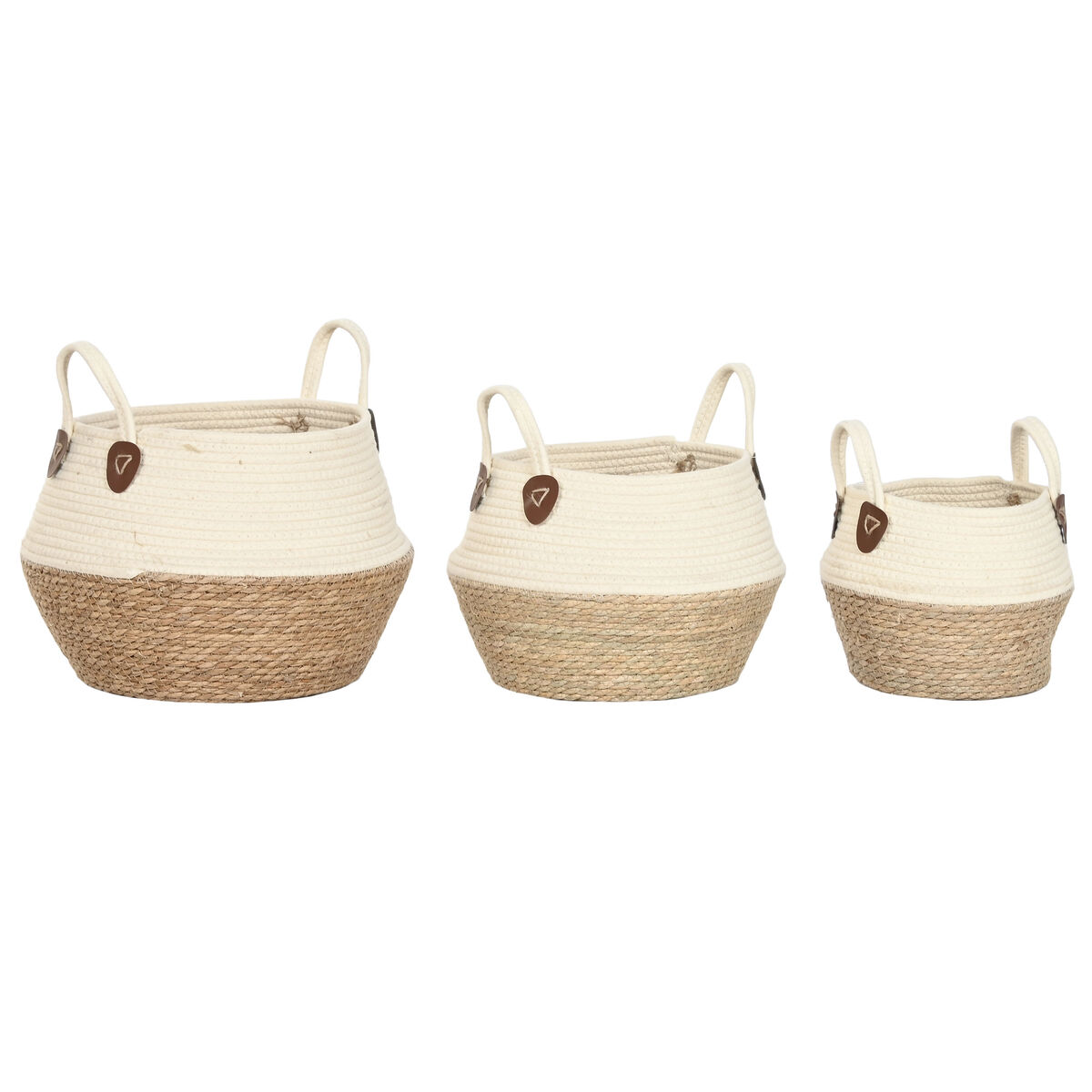 Caja Decorativa Home ESPRIT Crema Natural Fibra natural (3 Piezas) 1 S3062552_0