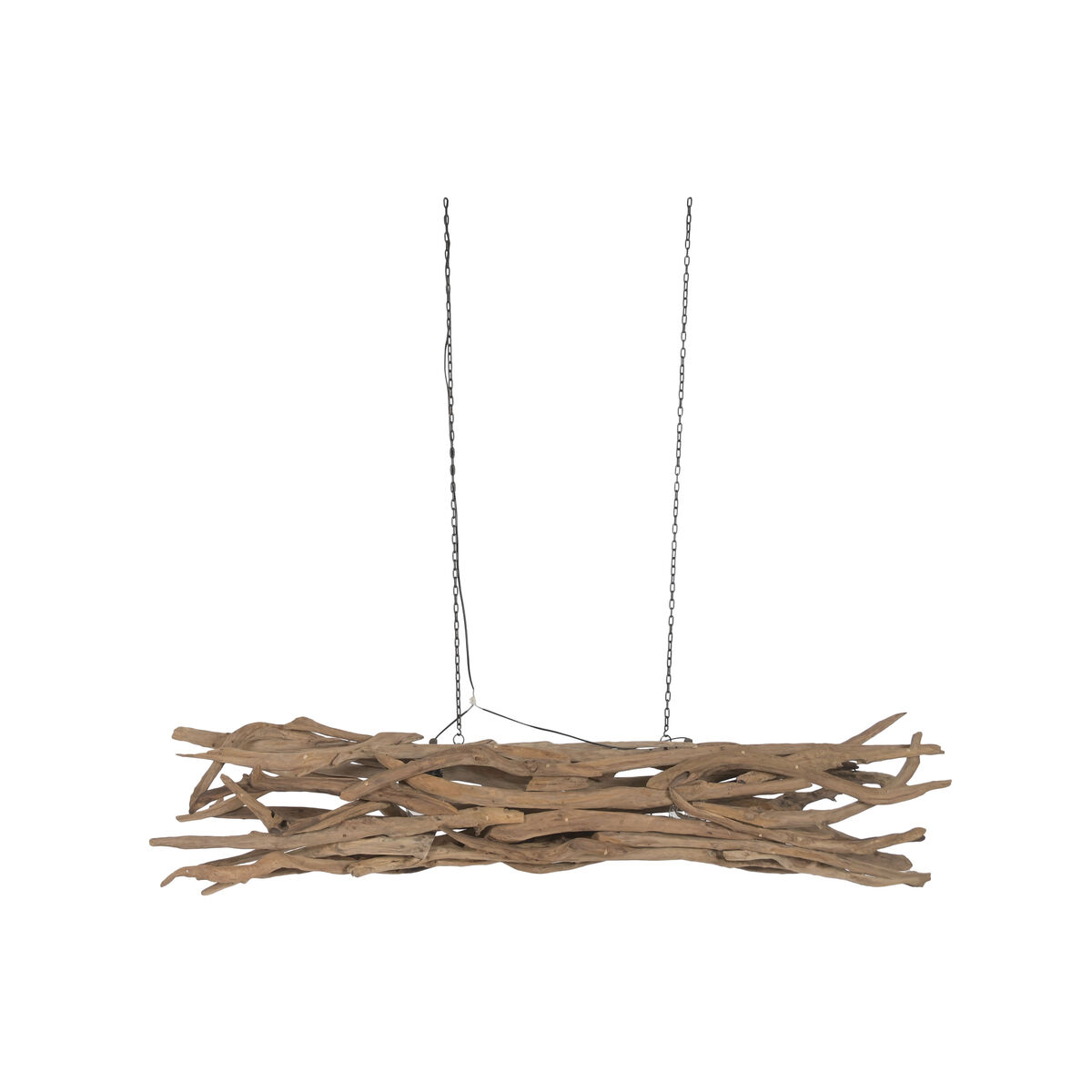 Lámpara de Techo Home ESPRIT Negro Natural Madera Hierro madera de teca 50 W 2 S3062813_1