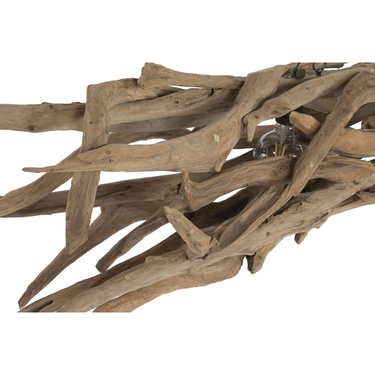 Lámpara de Techo Home ESPRIT Negro Natural Madera Hierro madera de teca 50 W 3 S3062813_2