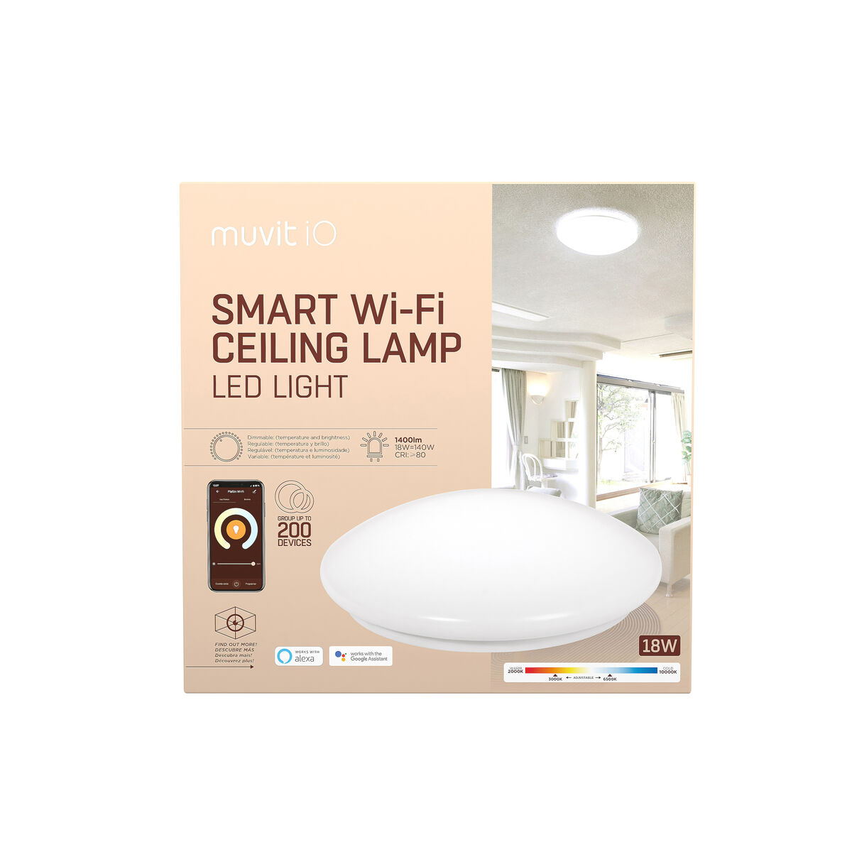 Lámpara de Techo muvit iO iO Blanco Metal Wi-Fi (2700 K) (6500 K) 7 M1300335_6