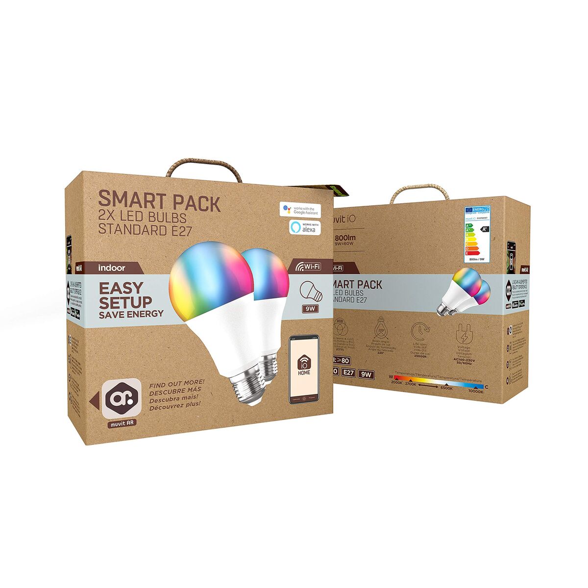 muvit iO pack 2 Bombillas A60, E27 800lm, 9W, RGB+CCT, D60* H118 9 M1300356_8