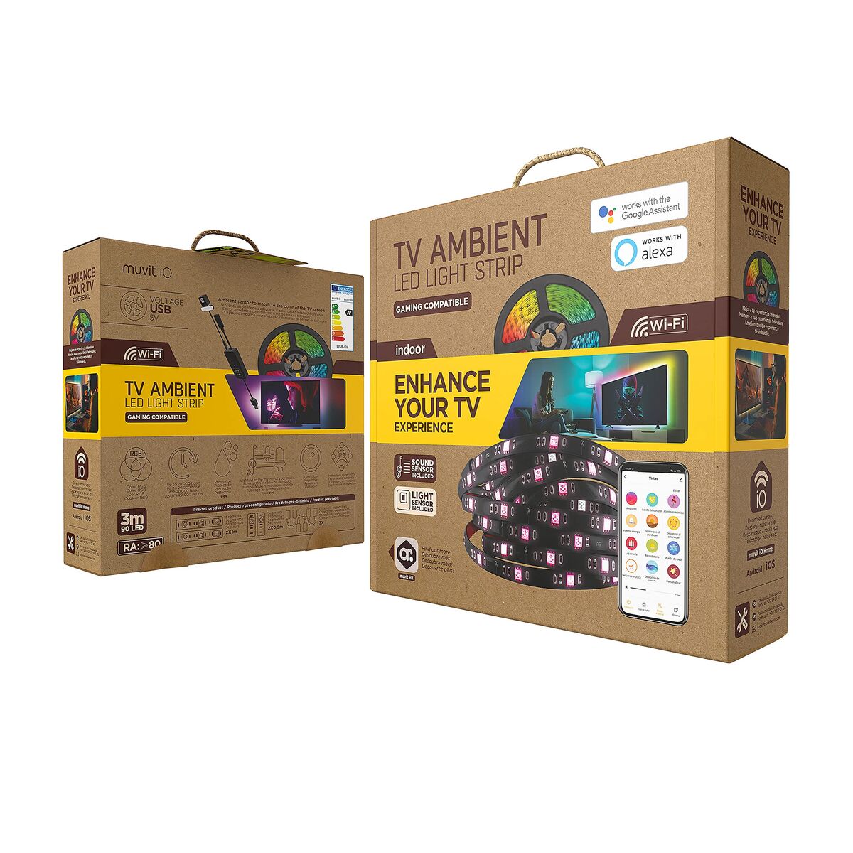 muvit iO Tira LED USB WiFi TV RGB 3m con sensor ambiental y de sonido 1 M1300351_0