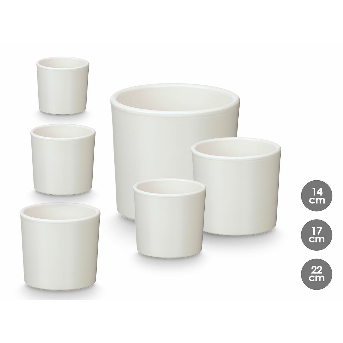 Set de Macetas Ibergarden Blanco Arcilla Ø 14 cm Ø 22 cm Ø 17 cm 3 Piezas 2 S3634184_1