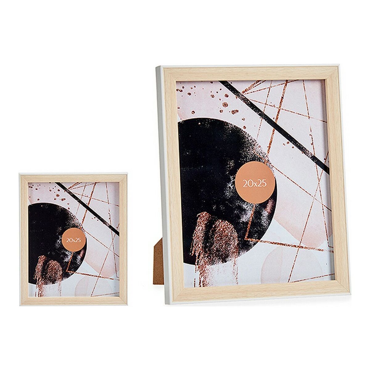 Marco de Fotos Gift Decor Blanco Marrón Madera Vidrio Polipropileno Plástico 2 S3609235_1