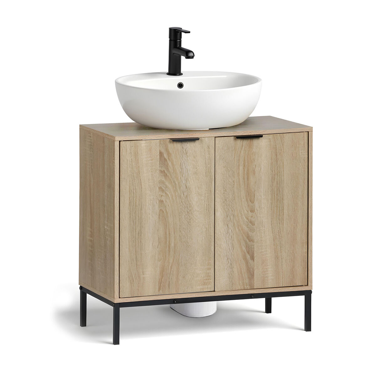 Mueble Bajo Lavabo MobleKit Marrón Negro Madera Metal 60 x 30 x 60 cm 3 S2241533_2