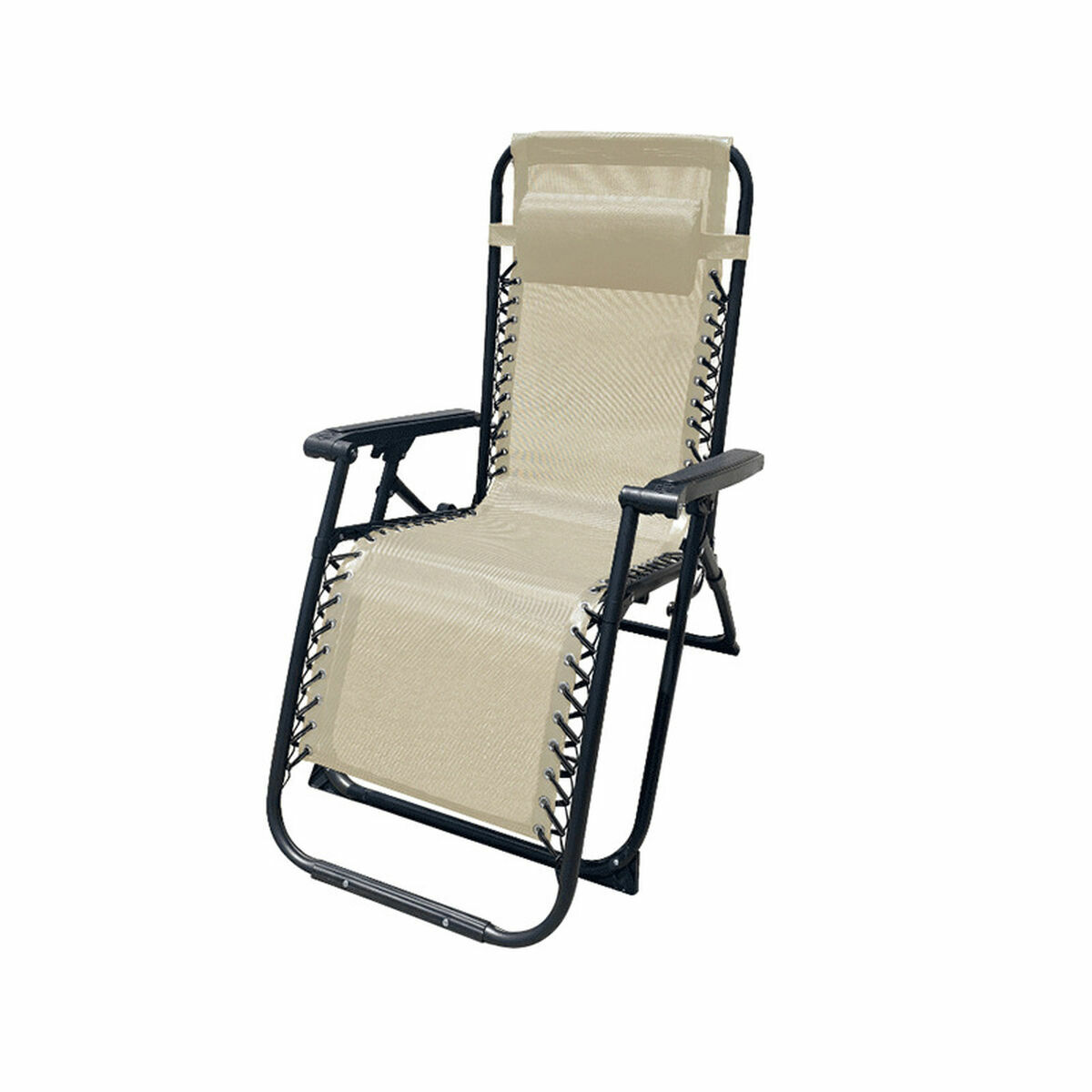 Marbueno Tumbona Plegable Acero Con Cojin Jardin y Piscina 90X66X108 cm Gravedad Cero Beige 10005 1 D1400771_0