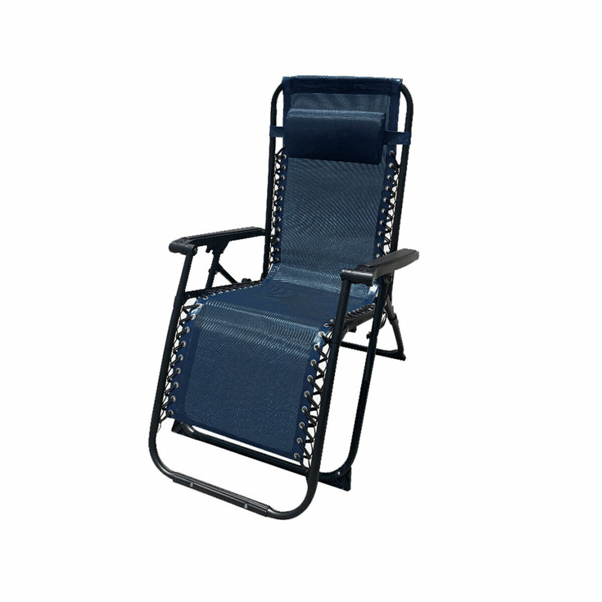 Marbueno Tumbona Plegable Acero Con Cojin Jardin y Piscina 90X66X108 cm Gravedad Cero Azul Oscuro 10011 1 D1400777_0