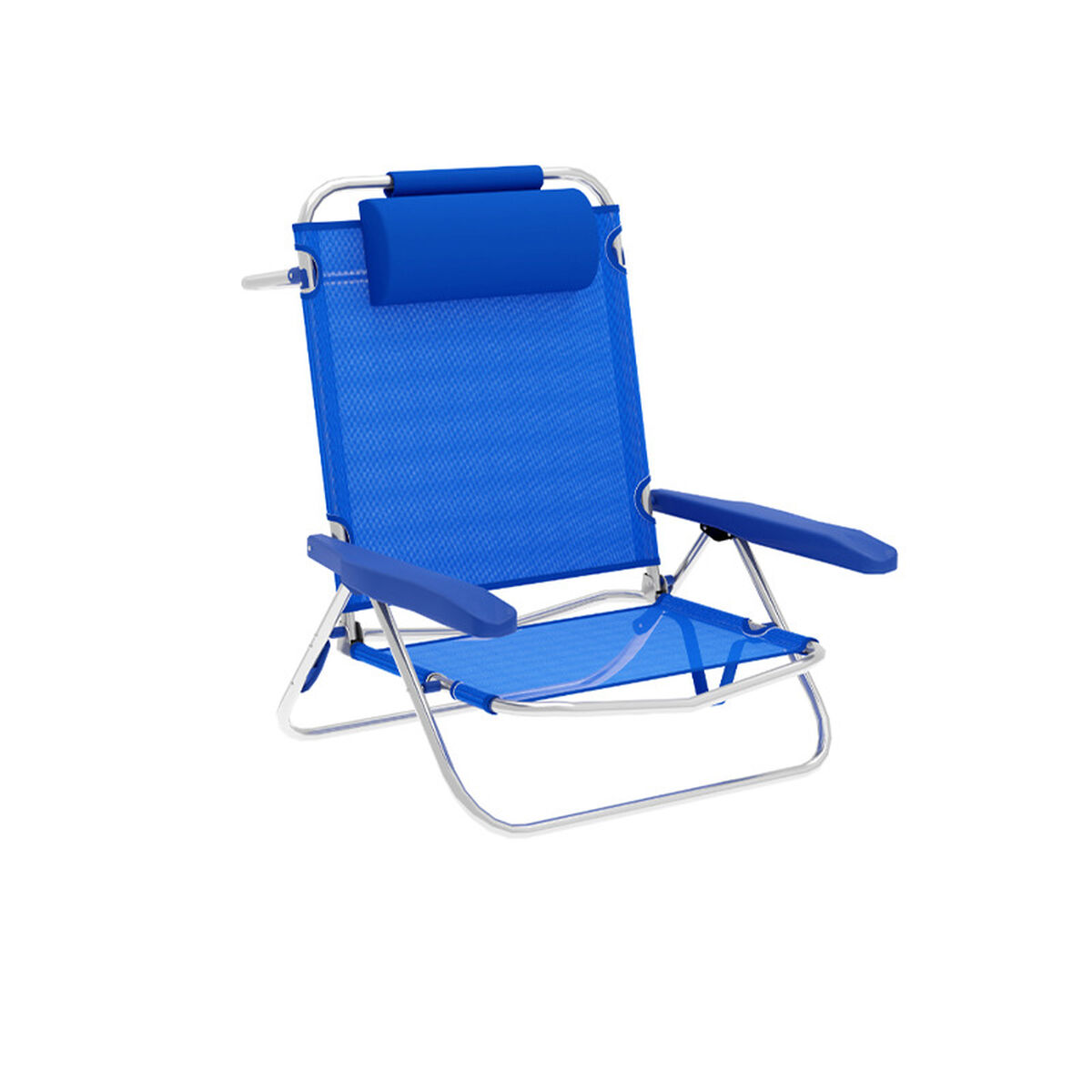 Marbueno Silla Plegable 5 Posiciones Aluminio con Cojin Azul Playa y Piscina 61X68X82 cm 10243 1 D1400042_0