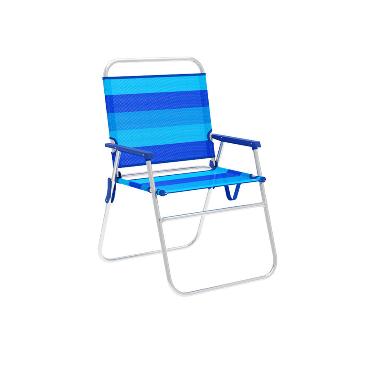 Marbueno Silla Plegable Aluminio con Cojin Rayas Azules Playa y Piscina 52X56X80 cm 10244 1 D1400043_0