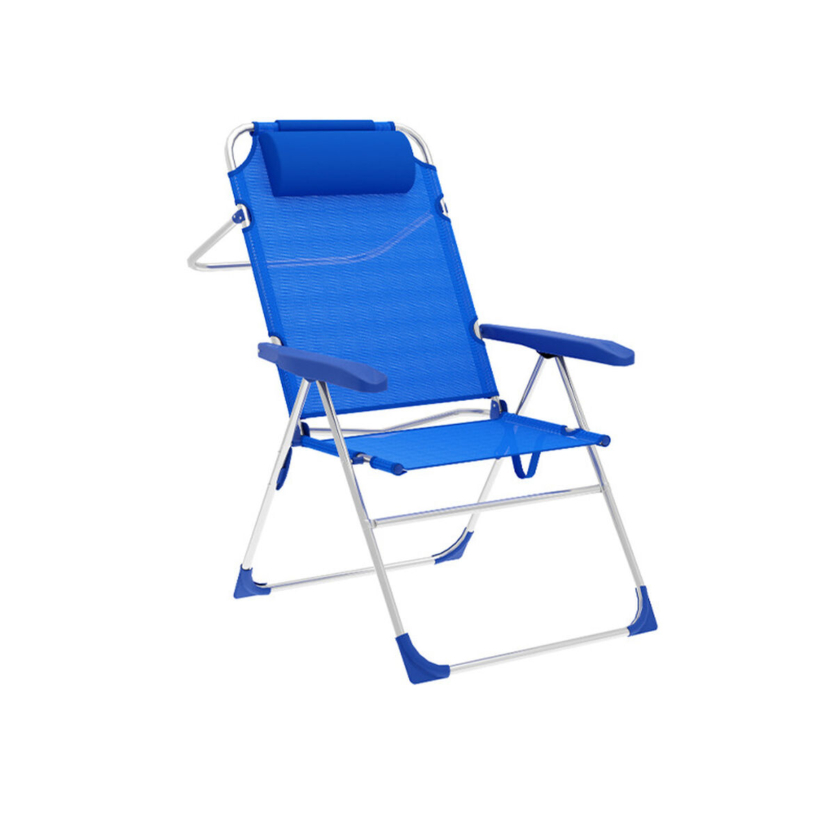Marbueno Silla Plegable 5 Posiciones Aluminio con Cojin Azul Playa y Piscina 67X66X99 cm 10247 1 D1400046_0