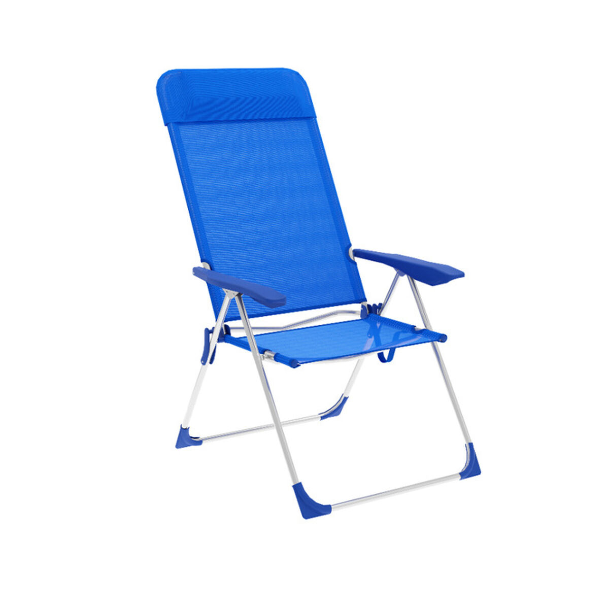 Marbueno Silla Plegable 5 Posiciones Aluminio con Cojin Azul Playa y Piscina 69X58X109 cm 10249 1 D1400048_0