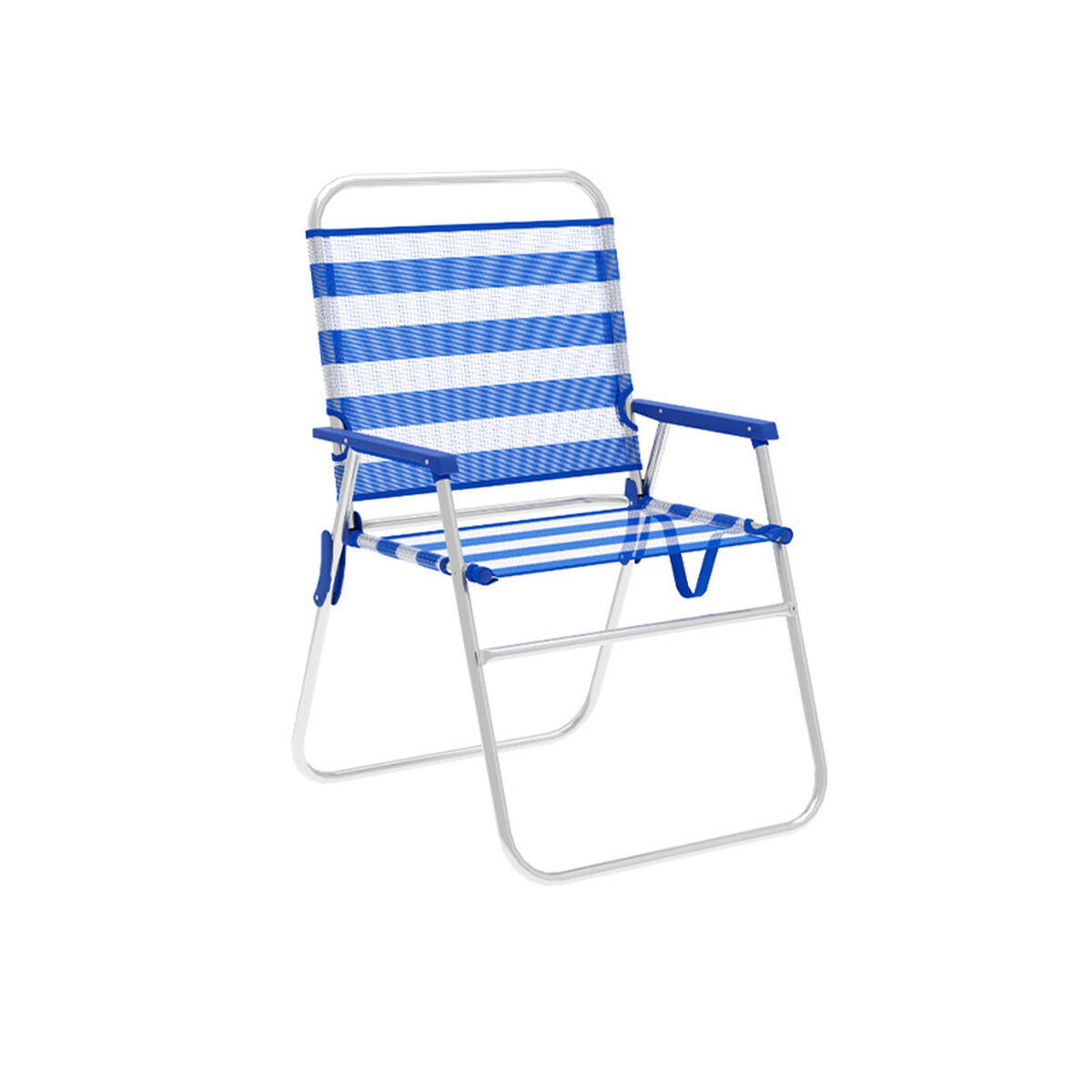 Marbueno Silla Plegable Aluminio Rayas Azul y Blanco Playa y Piscina 52X56X80 cm 10313 1 D1400061_0