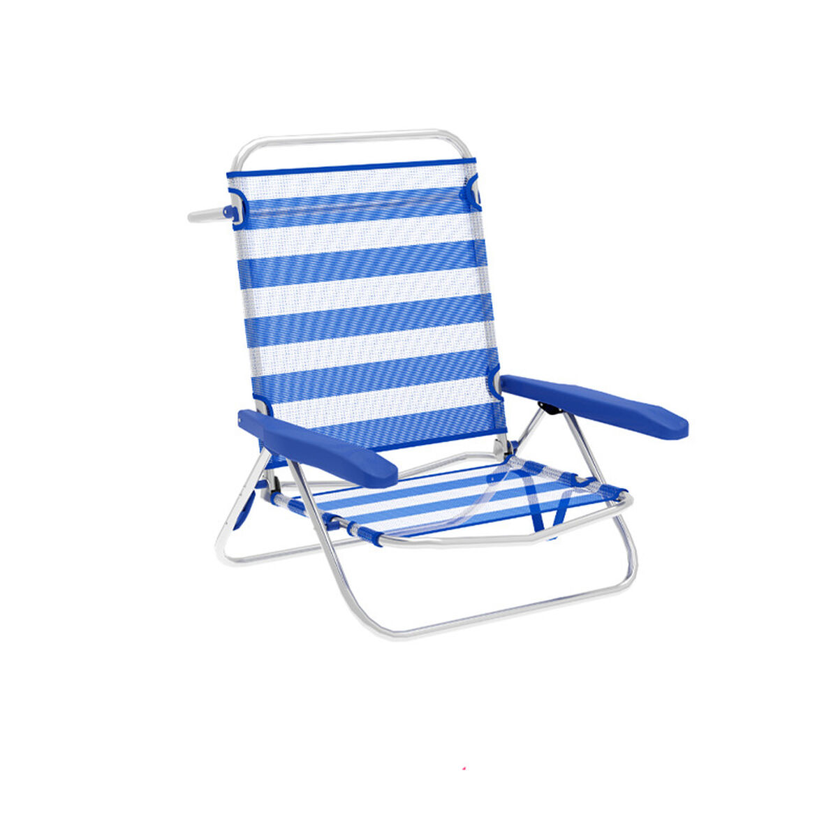Marbueno Silla Plegable 5 Posiciones Aluminio Rayas Azul y Blanco Playa y Piscina 63X76X78 cm 10314 1 D1400062_0