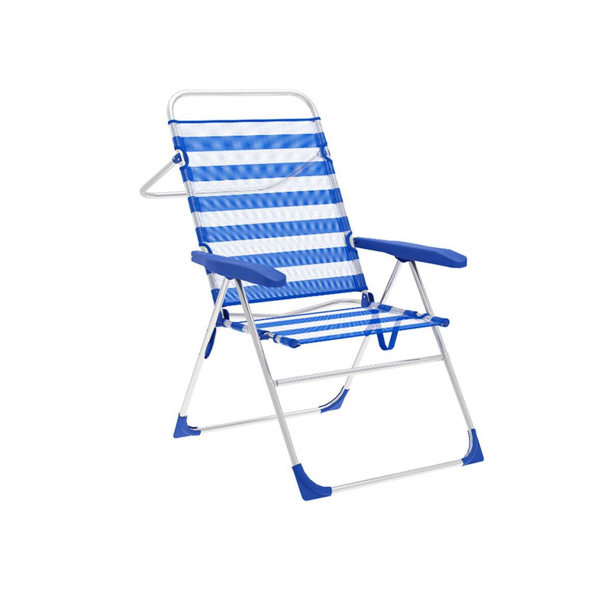 Marbueno Silla Plegable 5 Posiciones Aluminio Rayas Azul y Blanco Playa y Piscina 59X61X97 cm 10315 1 D1400063_0