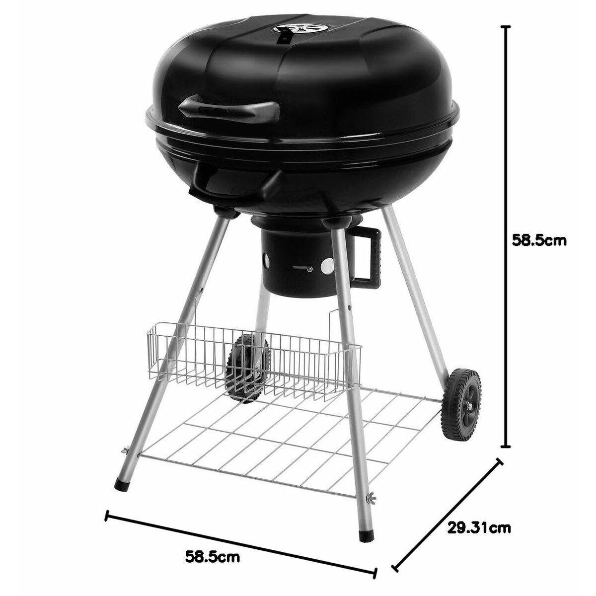 Barbacoa de Carbón con Tapa y Ruedas Fieldmann FZG 1004 Negro Redondo 4 S71021044_3