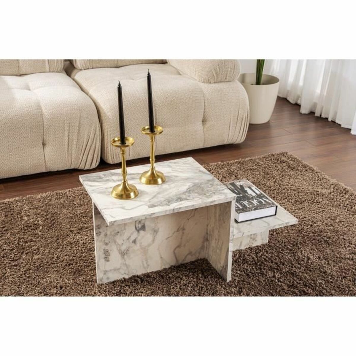 Mesa de Centro Harmony Blanco Gris 80 x 40 x 40 cm Mármol 2 S71022439_1