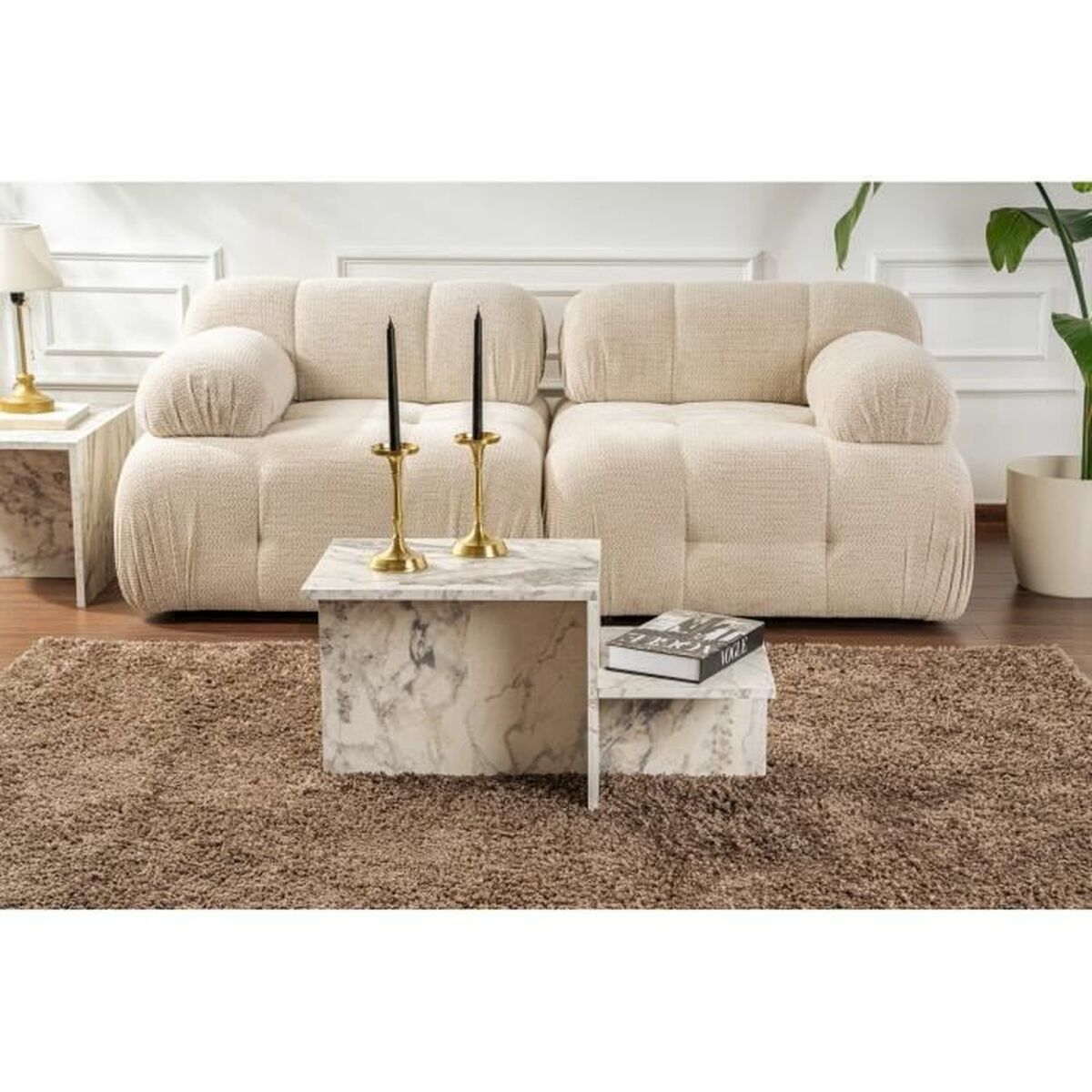 Mesa de Centro Harmony Blanco Gris 80 x 40 x 40 cm Mármol 4 S71022439_3