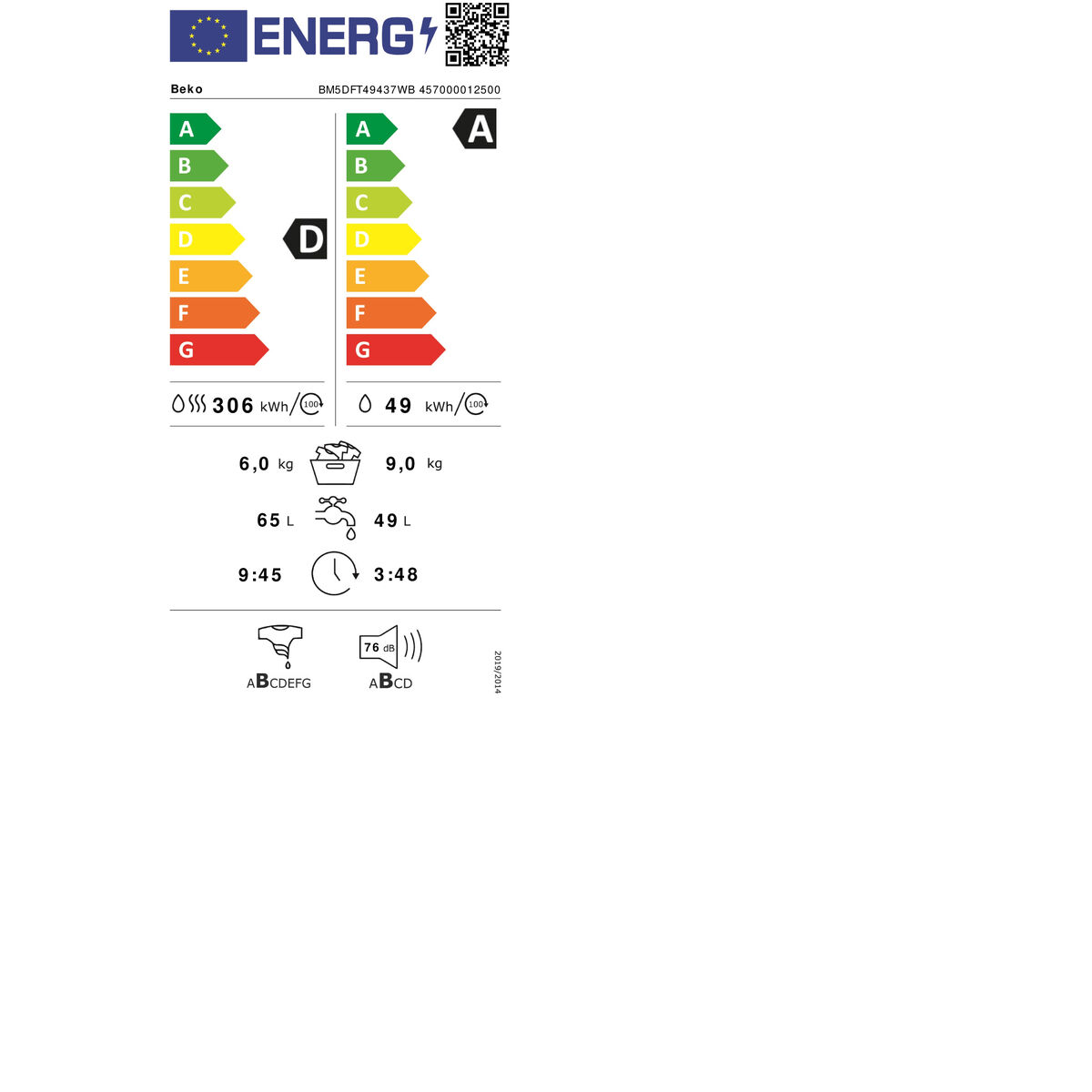 Lavadora - Secadora BEKO BM5DFT49437WB 1400 rpm 9 kg 6 Kg 5 S0467958_4