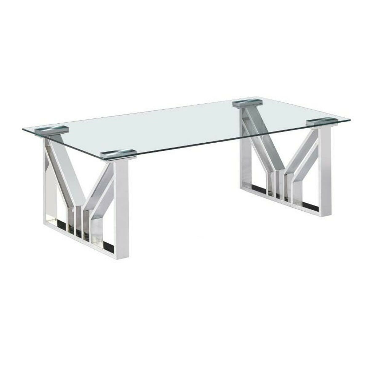 Mesa de Centro DKD Home Decor Transparente Cristal Acero 130 x 70 x 45 cm 1 S3034274_0