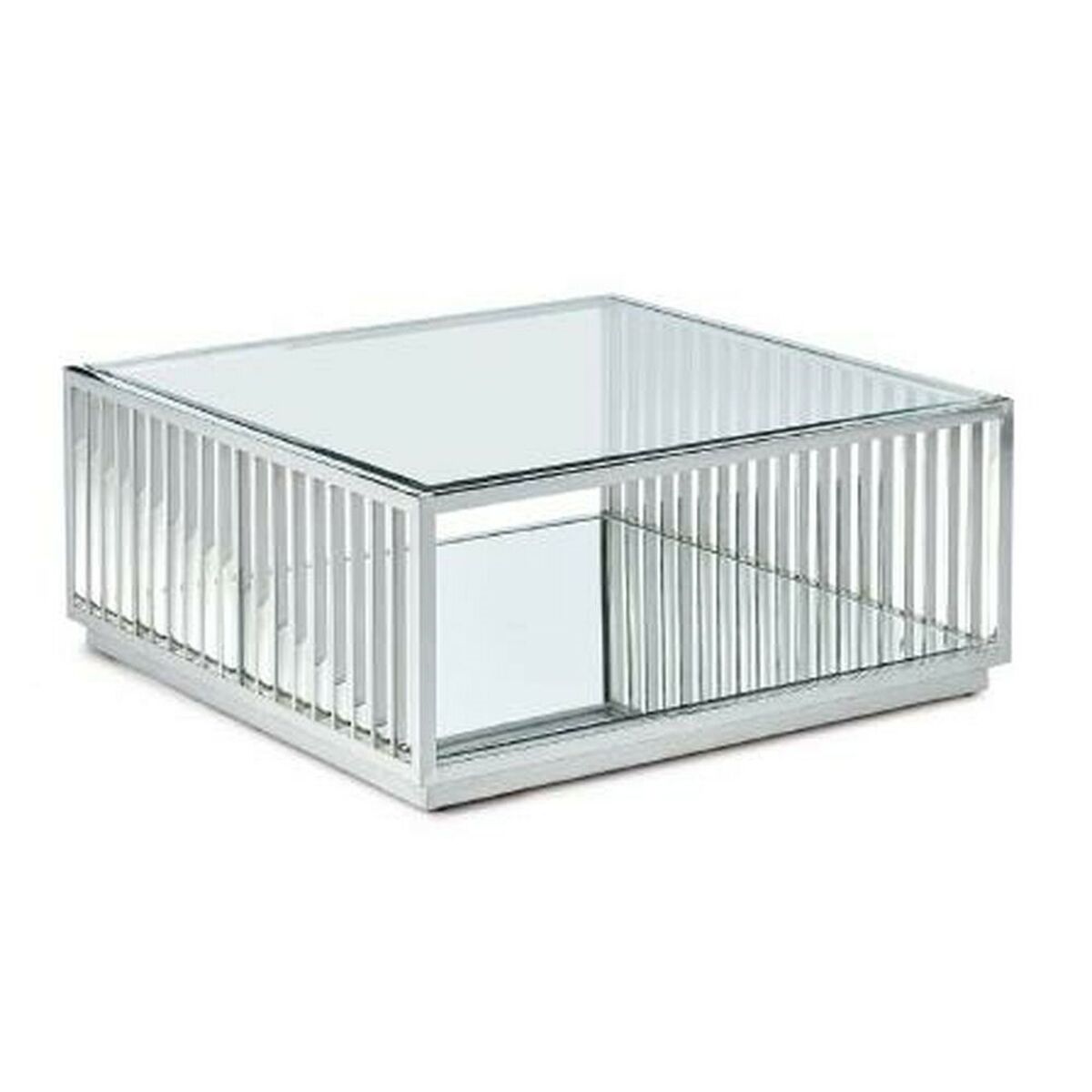 Mesa de Centro DKD Home Decor Transparente Plateado Acero Espejo 100 x 100 x 45 cm 1 S3034280_0