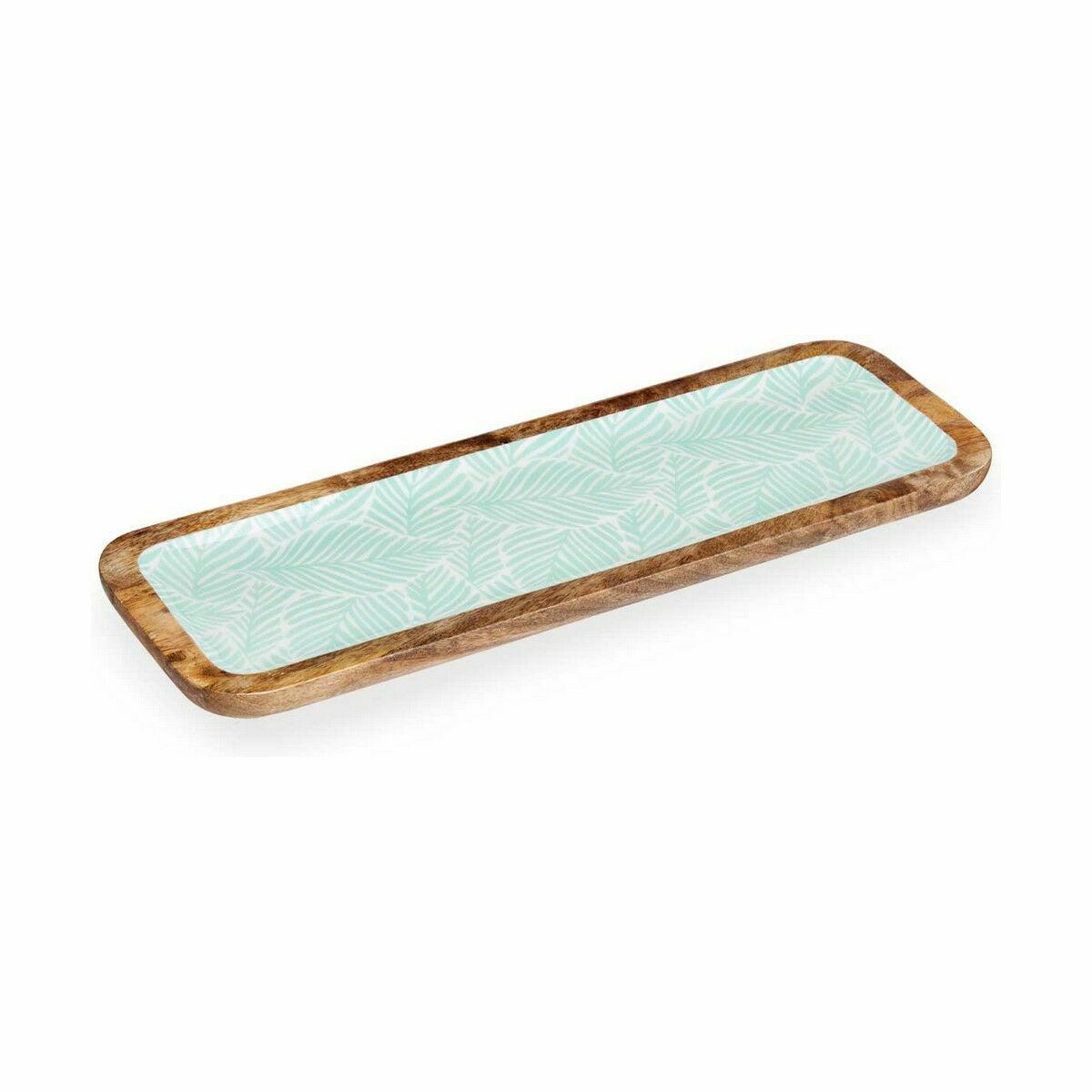 Centro de Mesa Gift Decor Blanco Marrón Verde Poliéster Resina Madera de mango 45 x 15 cm 15,2 x 2,54 x 45,7 cm Hoja de planta ( 2 S3626635_1