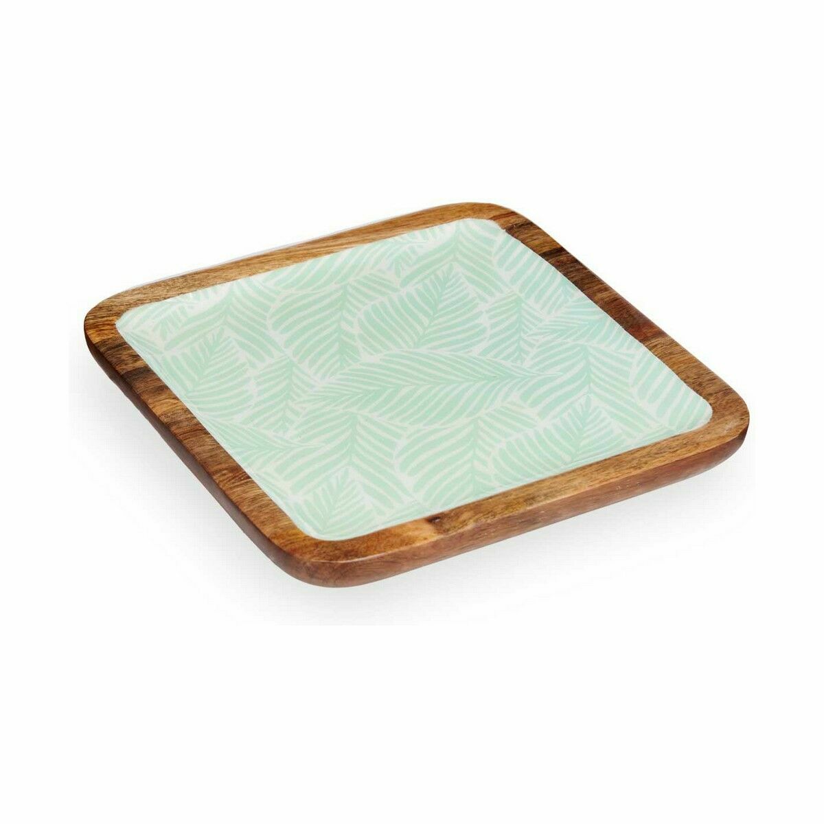 Centro de Mesa Gift Decor Blanco Marrón Verde Poliéster Resina Madera de mango 25 x 25 cm 25,4 x 2,54 x 25,4 cm Hoja de planta ( 2 S3626639_1
