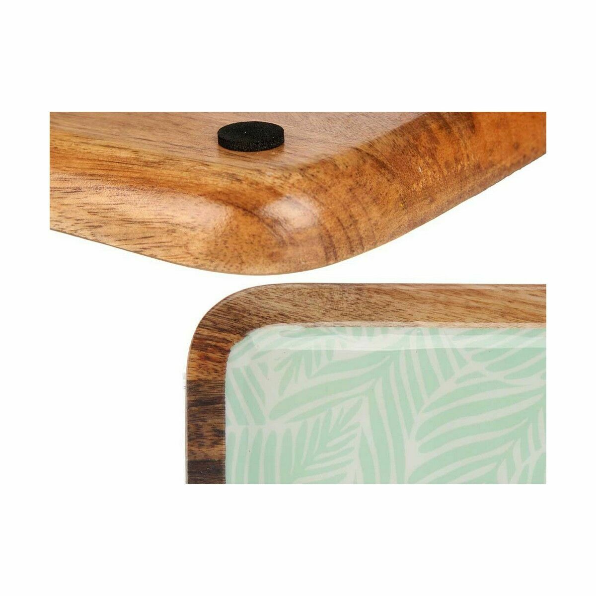 Centro de Mesa Gift Decor Blanco Marrón Verde Poliéster Resina Madera de mango 25 x 25 cm 25,4 x 2,54 x 25,4 cm Hoja de planta ( 4 S3626639_3