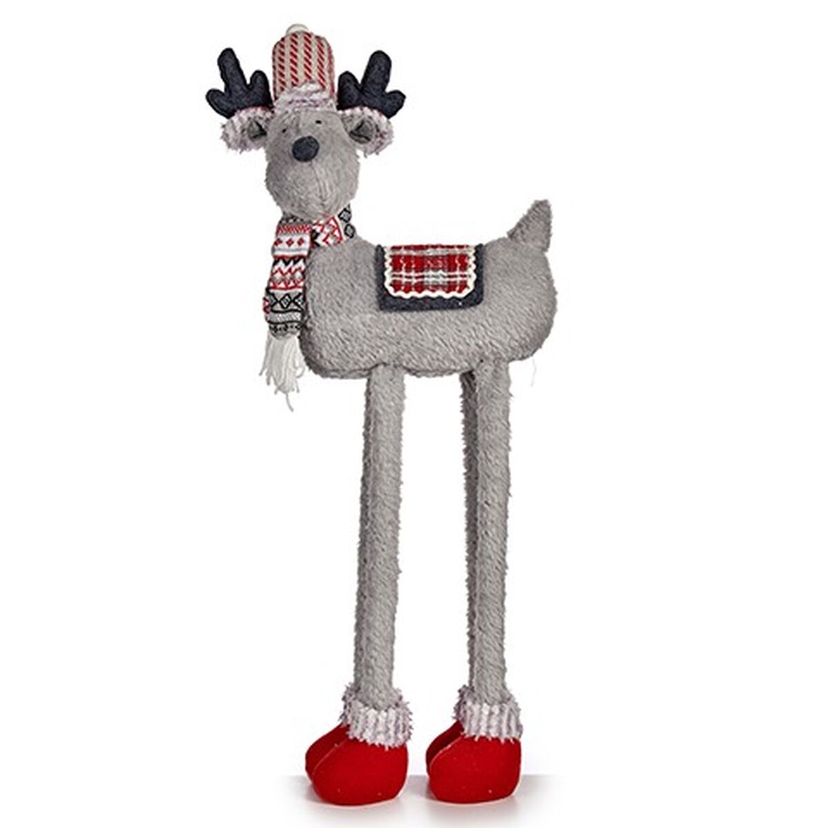 Figura Decorativa Krist+ FG09-PX21385BR Rojo Gris Reno de Navidad 23 x 55 x 49 cm (4 Unidades) 2 S3628465_1