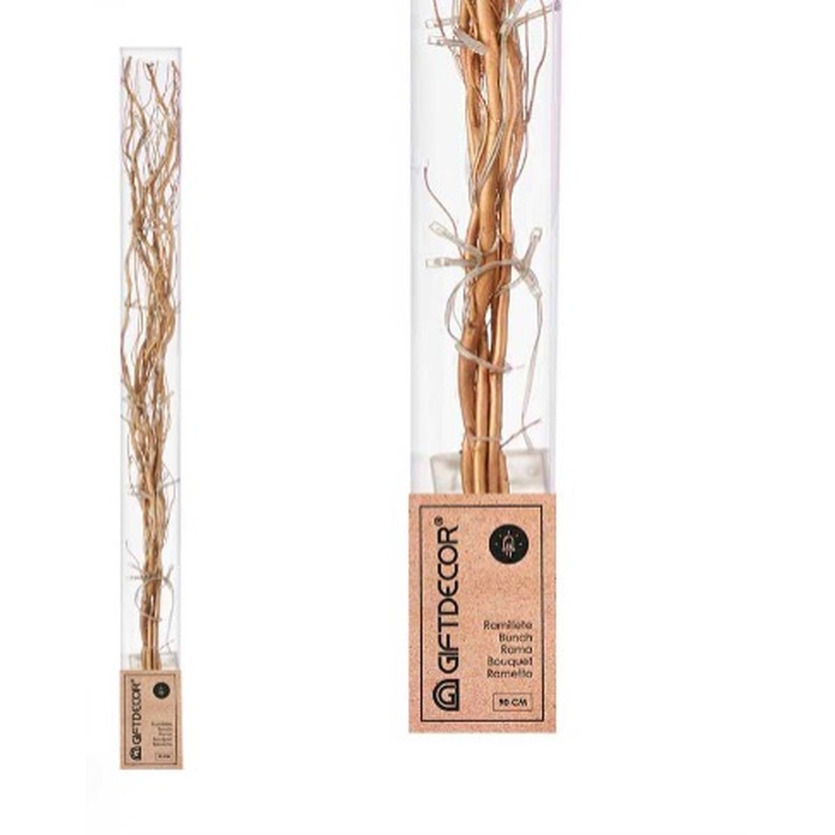 Ramilletes Gift Decor Dorado Madera 20 x 90 x 6 cm Luz LED (12 Unidades) 2 S3630932_1
