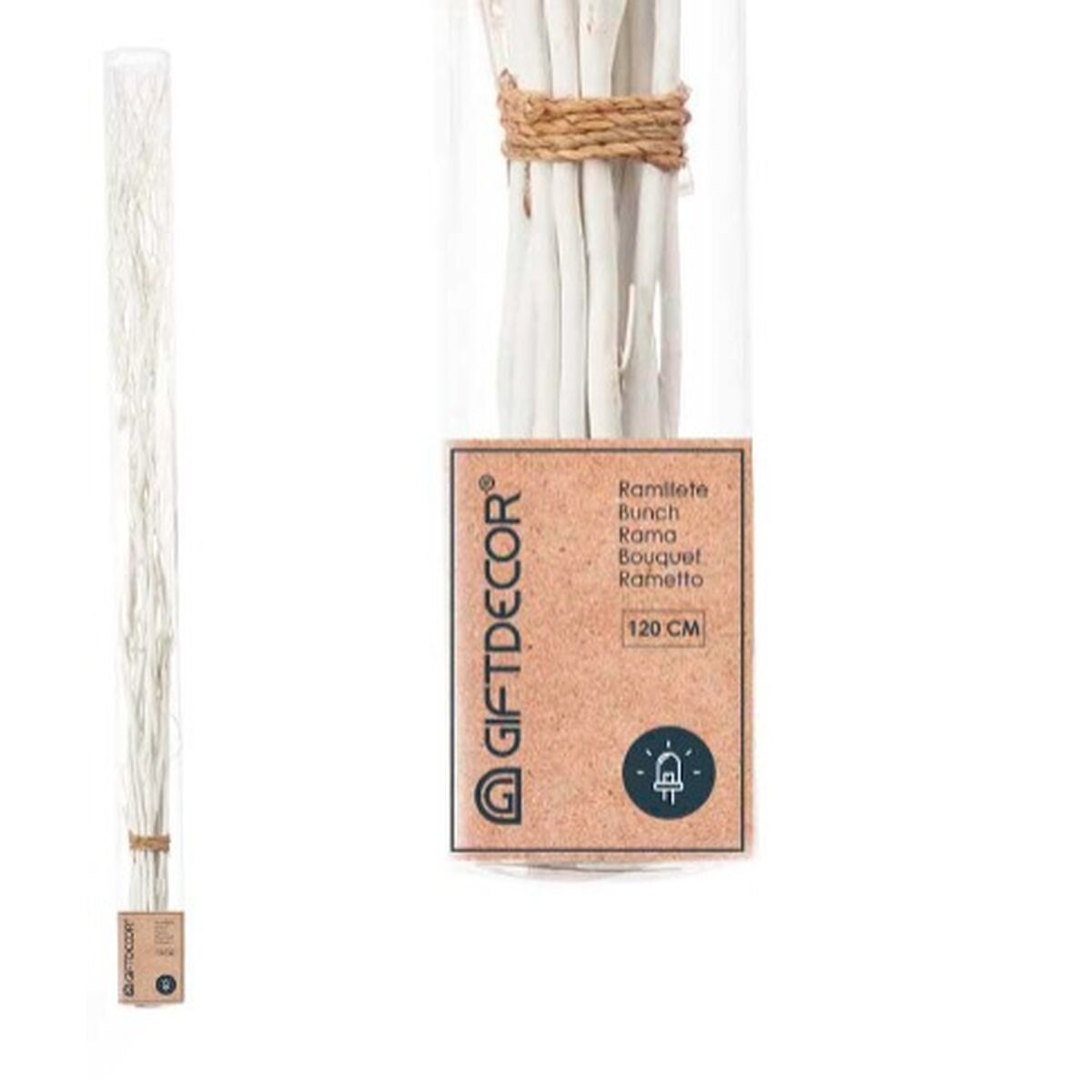 Ramilletes Gift Decor Blanco Madera 10 x 120 x 10 cm Luz LED (8 Unidades) 2 S3630936_1
