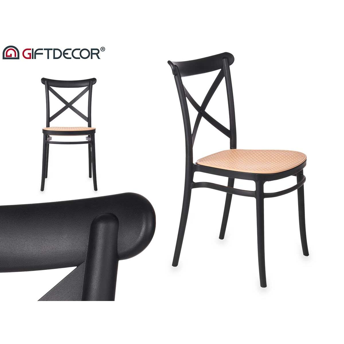 Silla Gift Decor Negro Beige 4 Unidades 3 S3632742_2