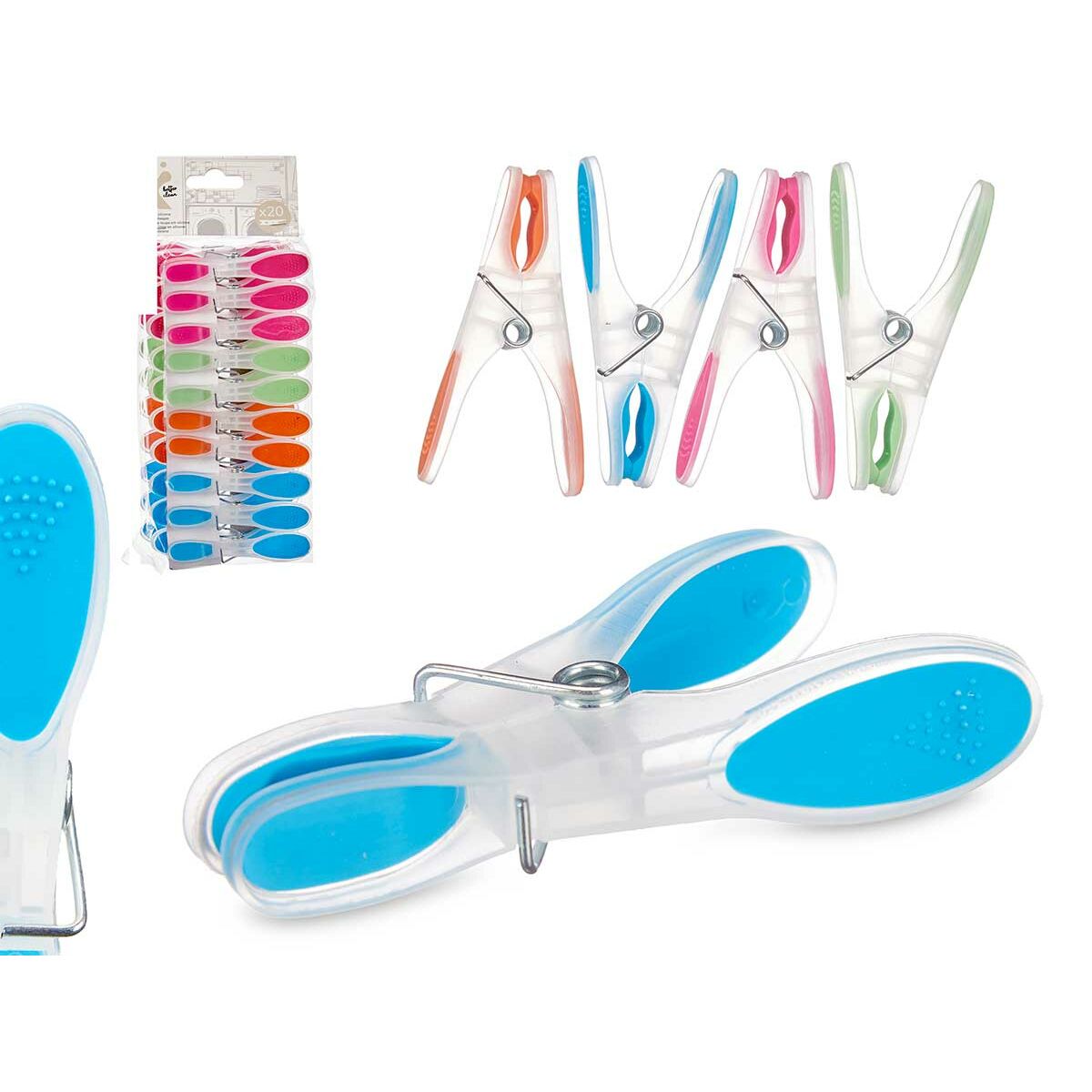 Pinzas para la Ropa Multicolor Metal Silicona Plástico 8,3 x 3,5 cm (12 Unidades) 3 S3633700_2